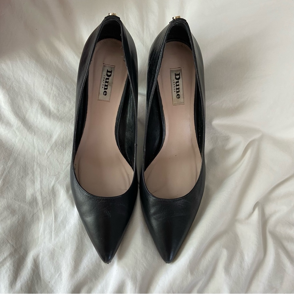 Dune London Black Leather 3” Pumps | 41
